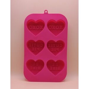 Pink Silicone Heart Mold 6 Cavity XOXO Cutie Pie Be Mine Valentine Baking Soap